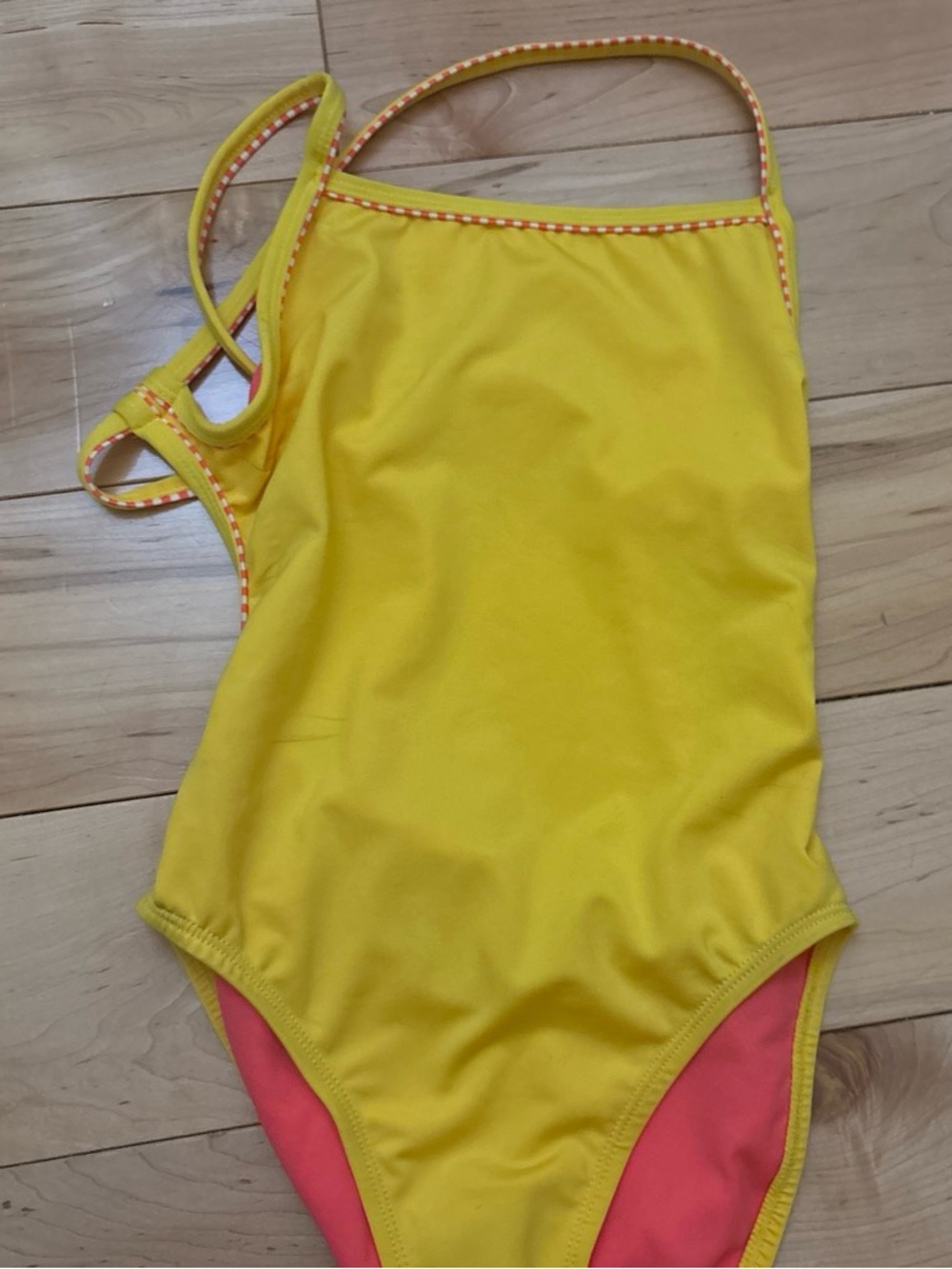 Dolfin Uglies Yellow One-Piece Swimsuit with Pink Trim